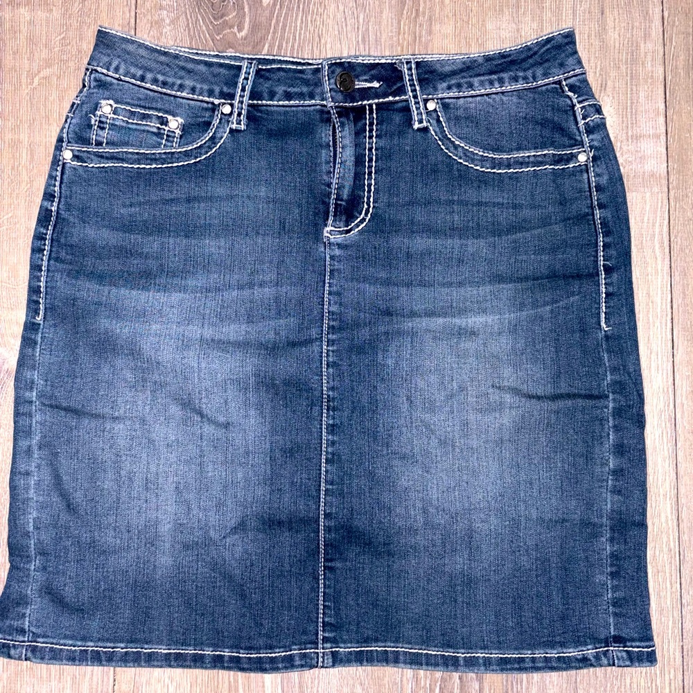 Denim midi skirt
